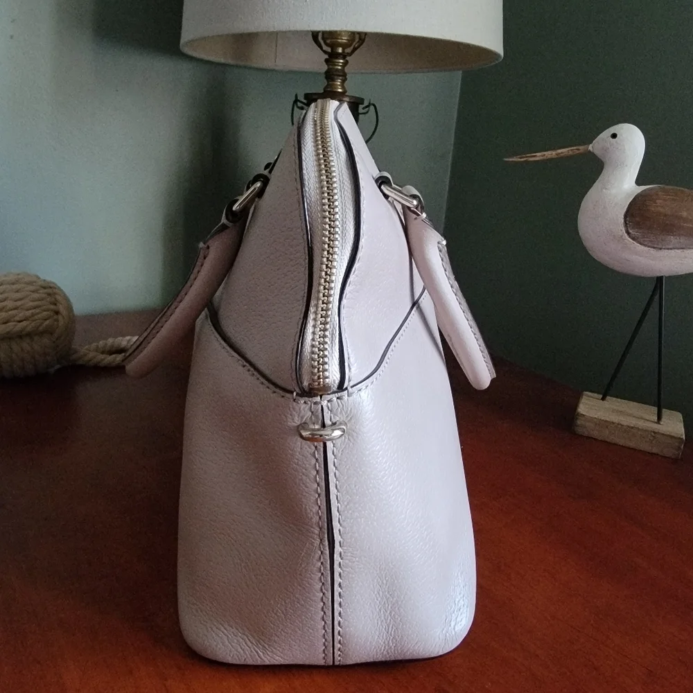 Kate Spade Grove Street Carli Pebbled Leather Dome Satchel Taupe Beige